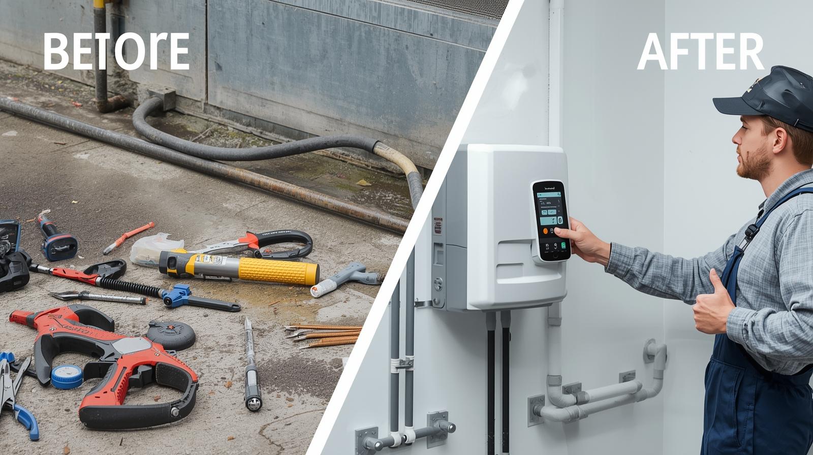 ACCUEIL génère une image format avant après pour un service de suivi régulier des installations de chauffage