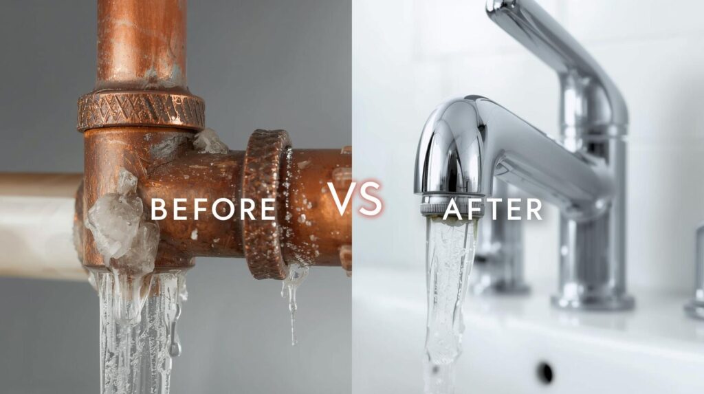 ACCUEIL génère une image format avant après pour un service de l'installation d’adoucisseurs d’eau