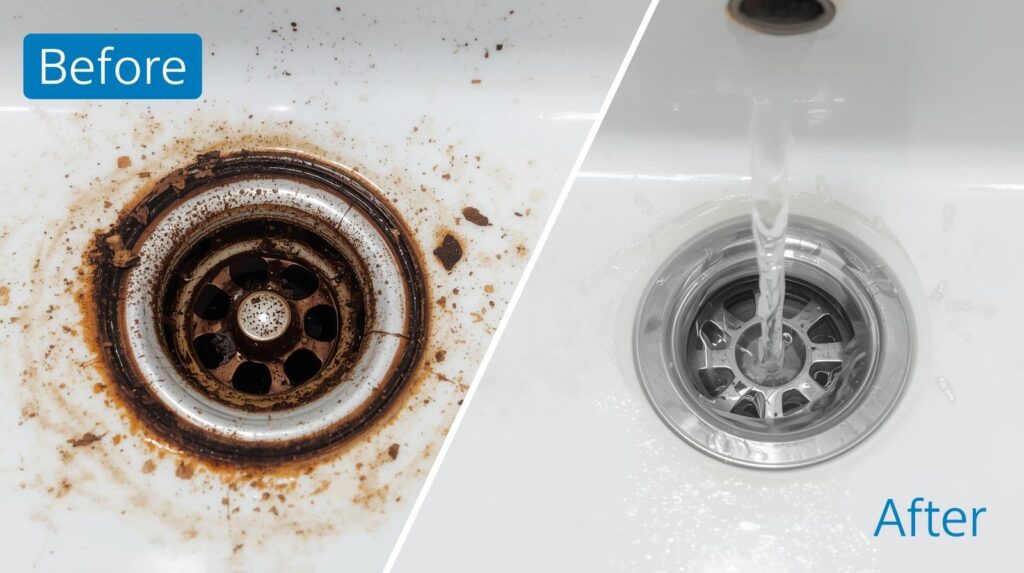 ACCUEIL génère une image pareille format avant après pour un service de plomberie générale.