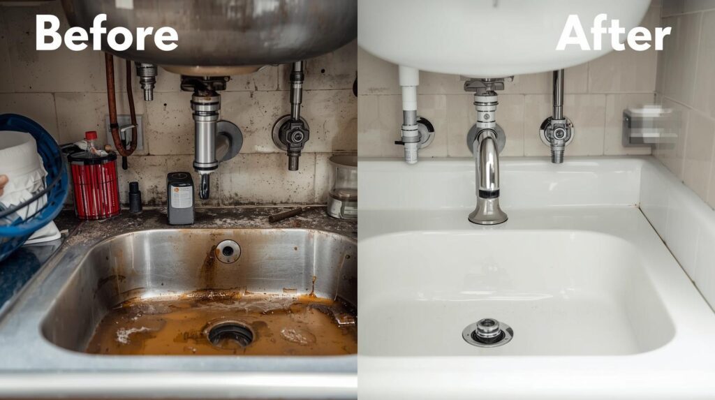 ACCUEIL génère une image pareille format avant après pour un service de plomberie générale. (1)